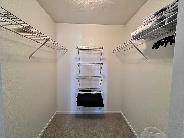 Walk-in closet in master bedroom