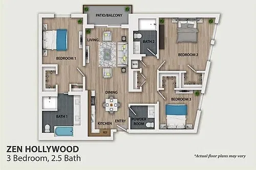Floor plan 3 Bedroom 2 Bath