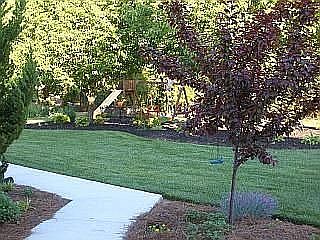 sidewalk to large backyard