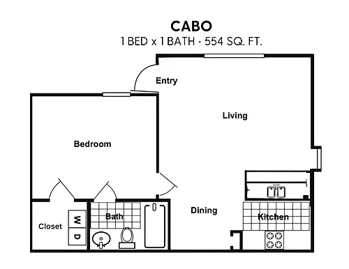 Floor plan 1X1-B
