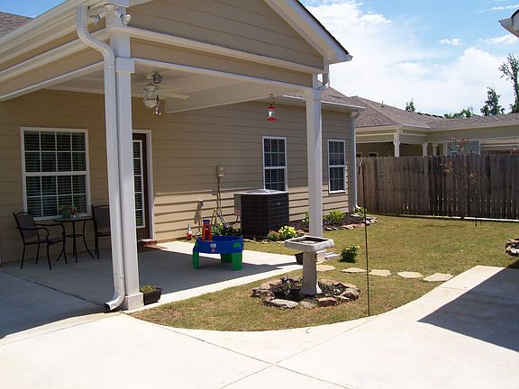 Covered back porch with ceiling fan