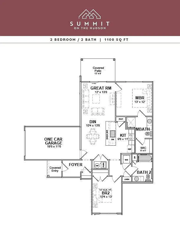 Floor plan 2/2 TH 1100