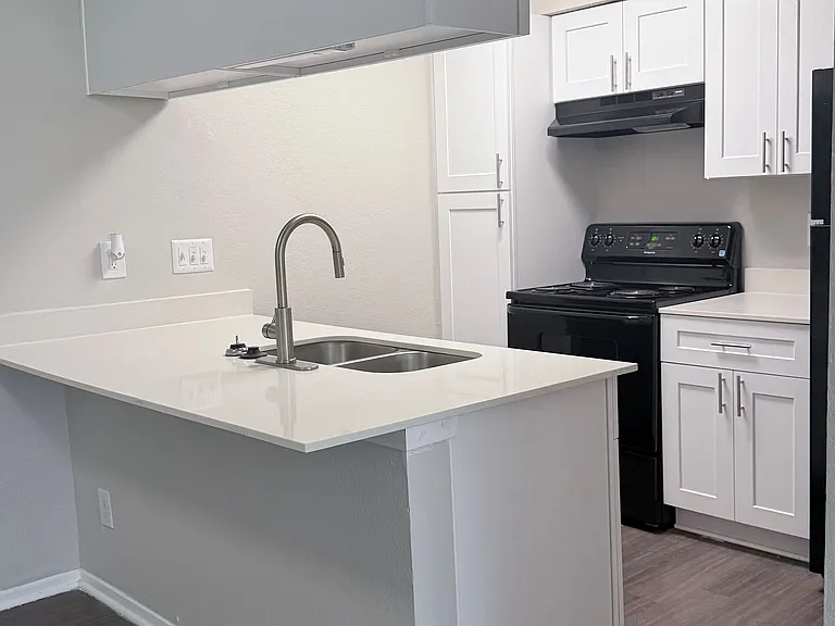 White Shaker Cabinets with Black Appliances