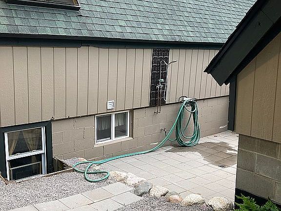 Outdoor shower/dog wash pati