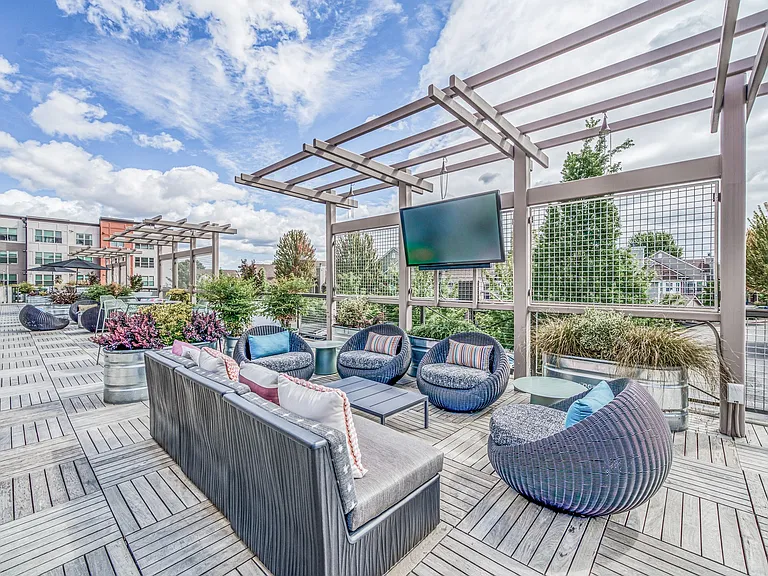 Urban sky deck with grills, TVs, and more- perfect for entertaining guests!