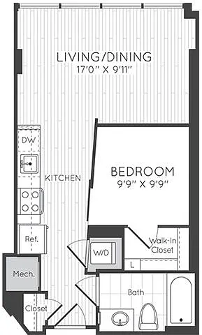 Floor plan 1 Bed/1 Bath