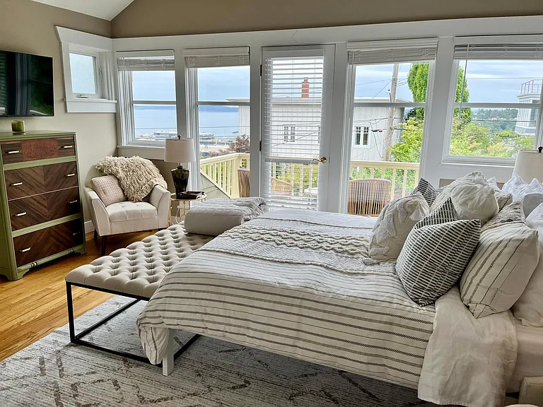 Primary bedroom with queen bed