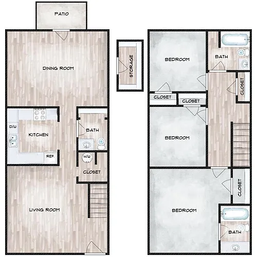 Floor plan 3 Bed Townhome