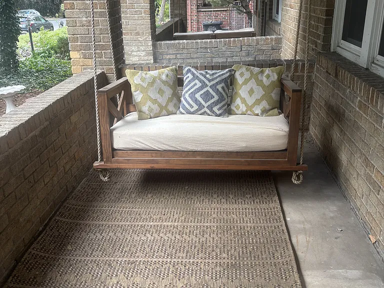 Custom built porch swing (remains with rental)