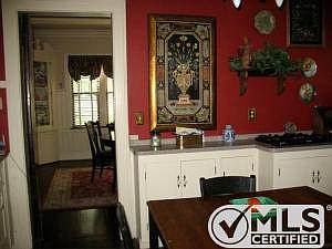 Kitchen looking into dining area