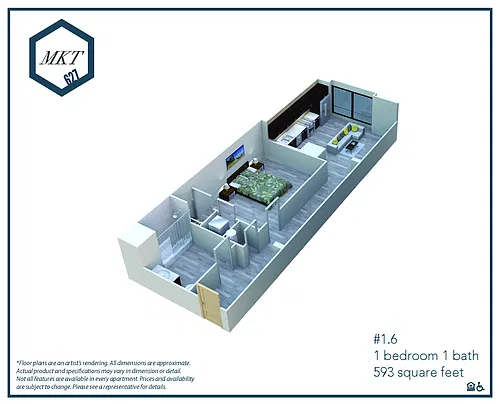 Floor plan 6271.6 Euro One Bedroom