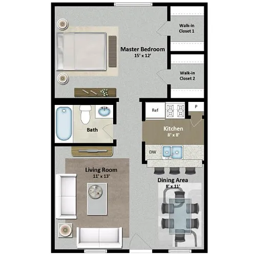 Floor plan 1 Bed 1 Bath H