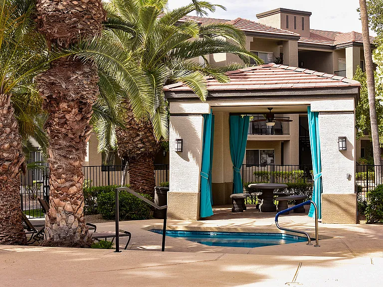 Shaded Ramada near Spa and BBQ area