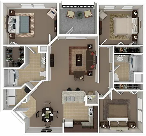 Floor plan C1 Royal - Three Bedroom, Two Bathroom