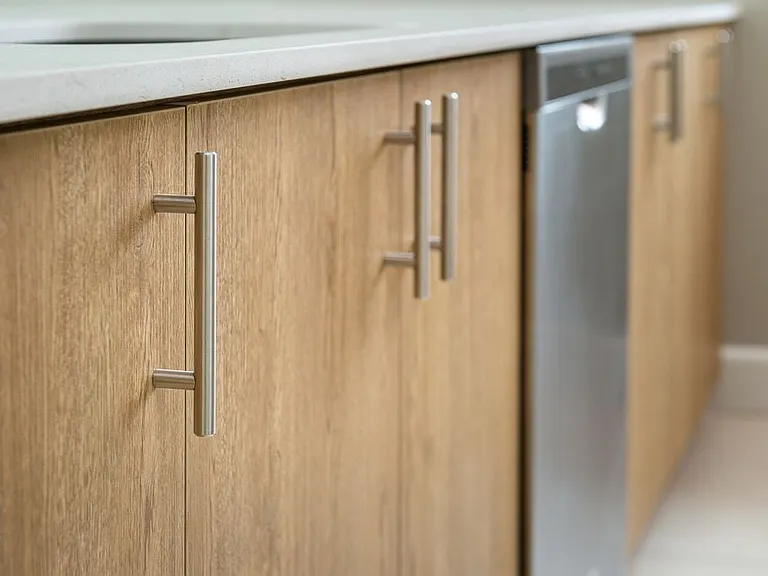 Stainless steel appliances and modern fixtures