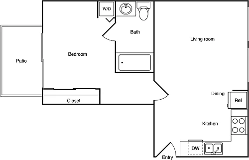 Floor plan 1 Bedroom W