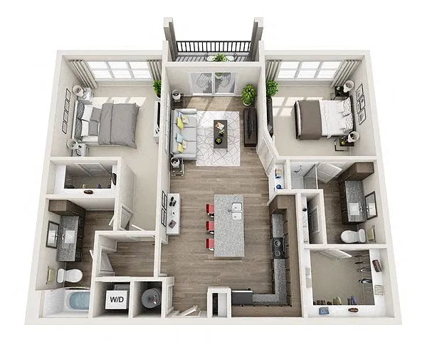 Floor plan 2 Bedroom 2 Bath B2