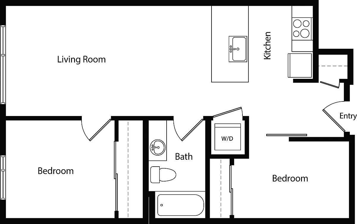 Floor plan Two Bedroom One Bath C