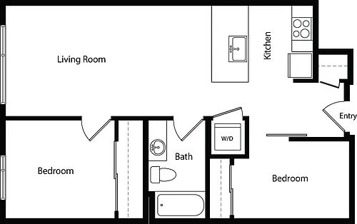 Floor plan Two Bedroom One Bath C