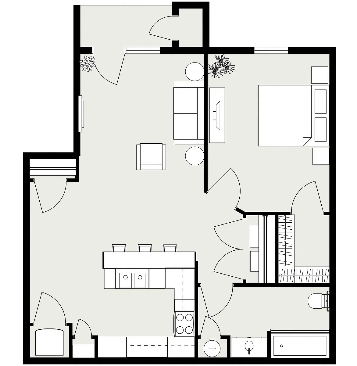 Floor plan 1 Bed 1 Bath