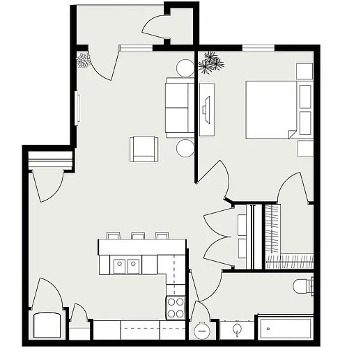 Floor plan 1 Bed 1 Bath
