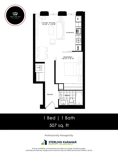 Floor plan 1 Bedroom 1 Bed 1 Bath