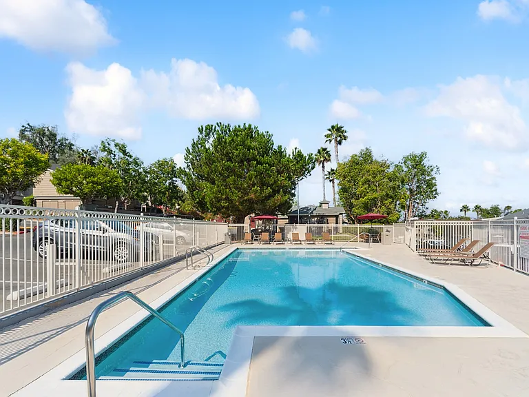The Outdoor Community Swimming Pool at Meadow Creek Apartments in San Marcos, CA