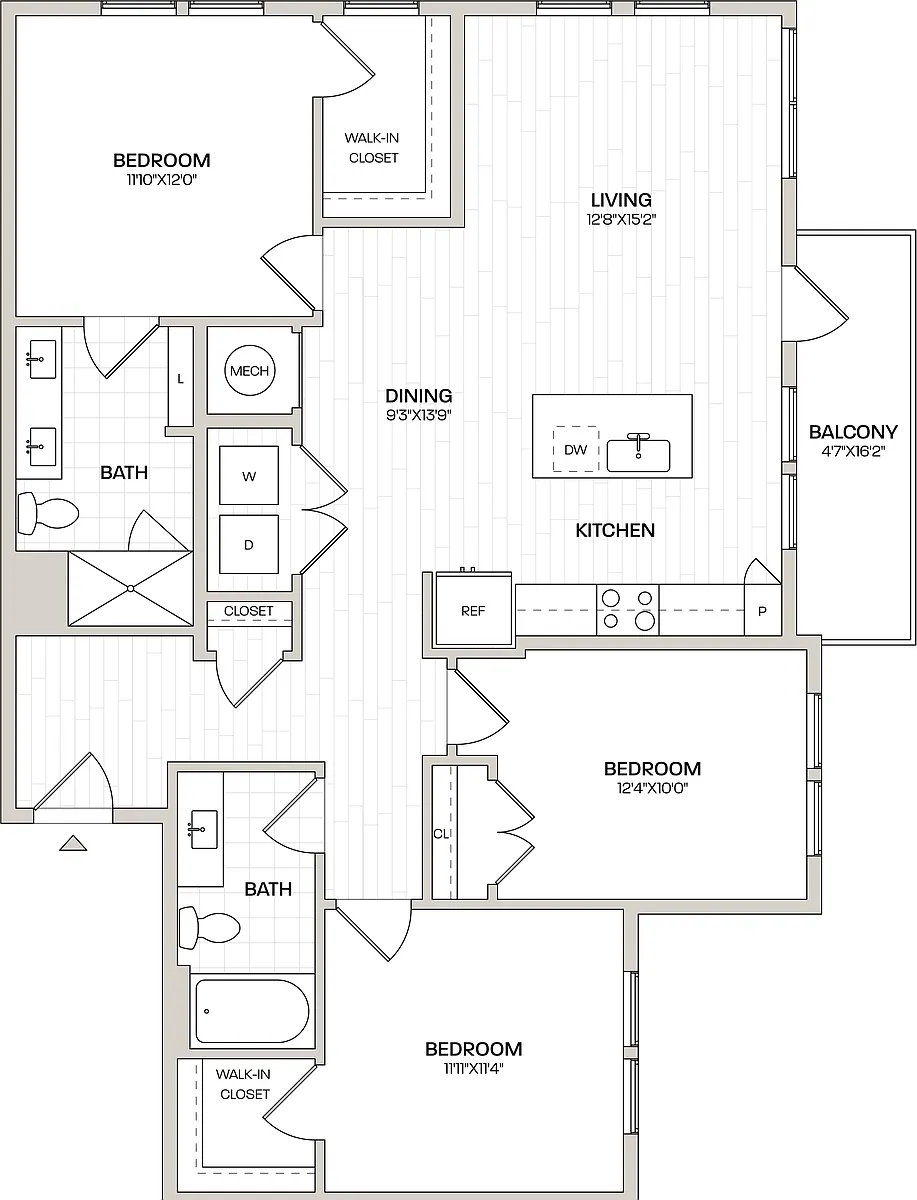 Floor plan 3 Bed/2 Bath-C1-ALT