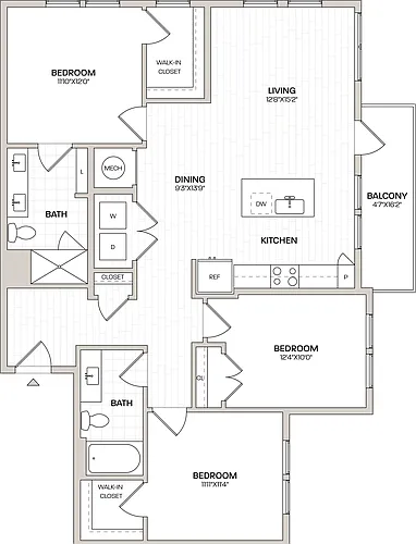 Floor plan 3 Bed/2 Bath-C1-ALT