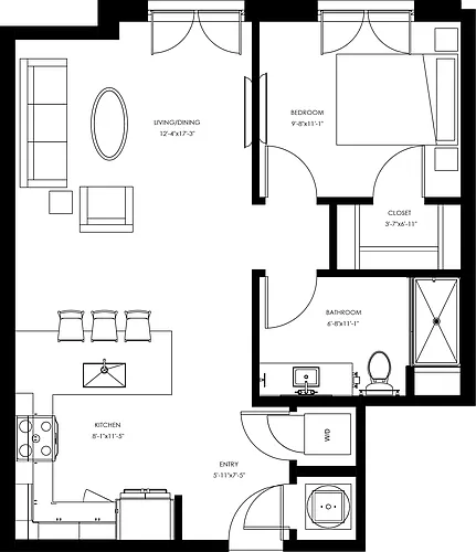 Floor plan A3 - One Bedroom