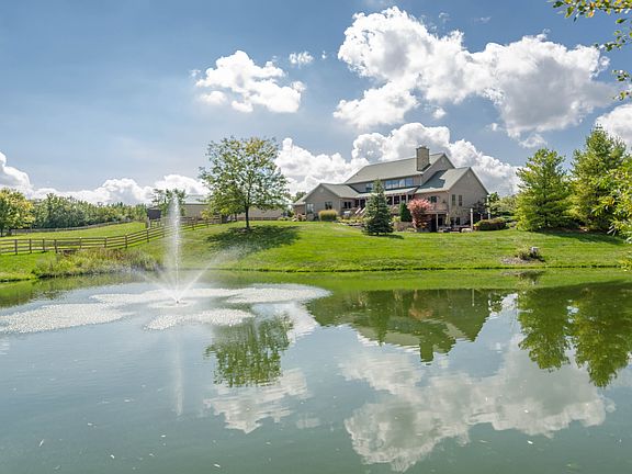 Pond with fountain.