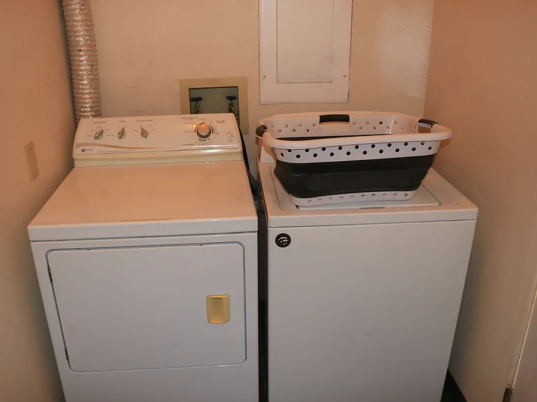 Laundry area is private, on the top floor of your rental.