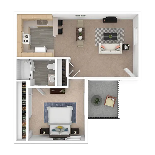 Floor plan 1 Bed 1 Bath 80% AMI - Income Restricted