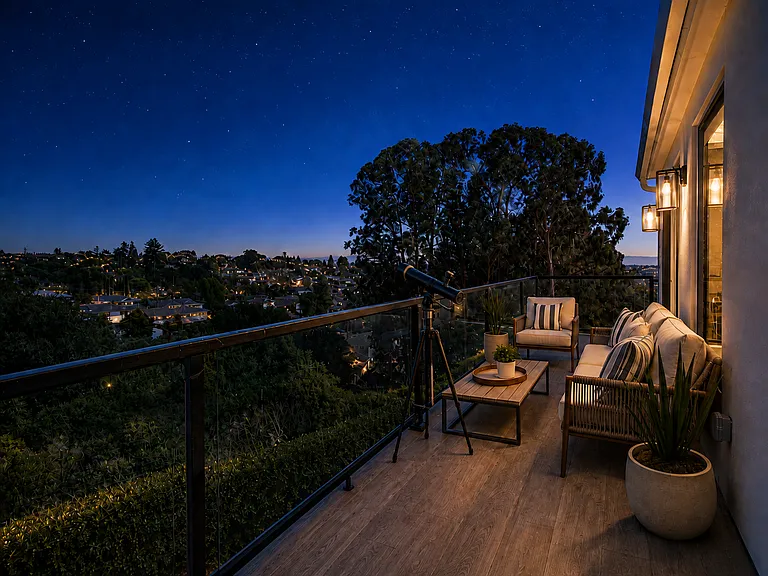 Panoramic view of the bay area and hills