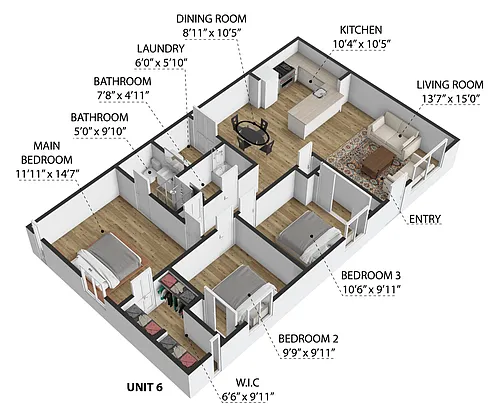 Floor plan 3 Bedrooms, 2 Bathrooms (Classic)