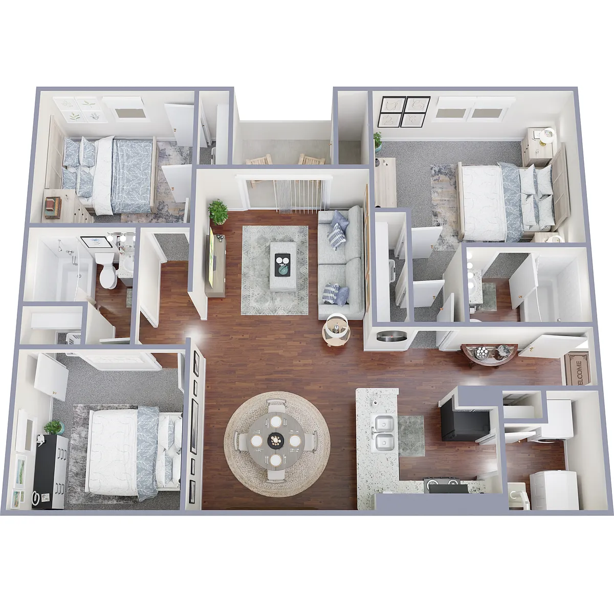 Floor plan 3 Bedroom 2 Baths