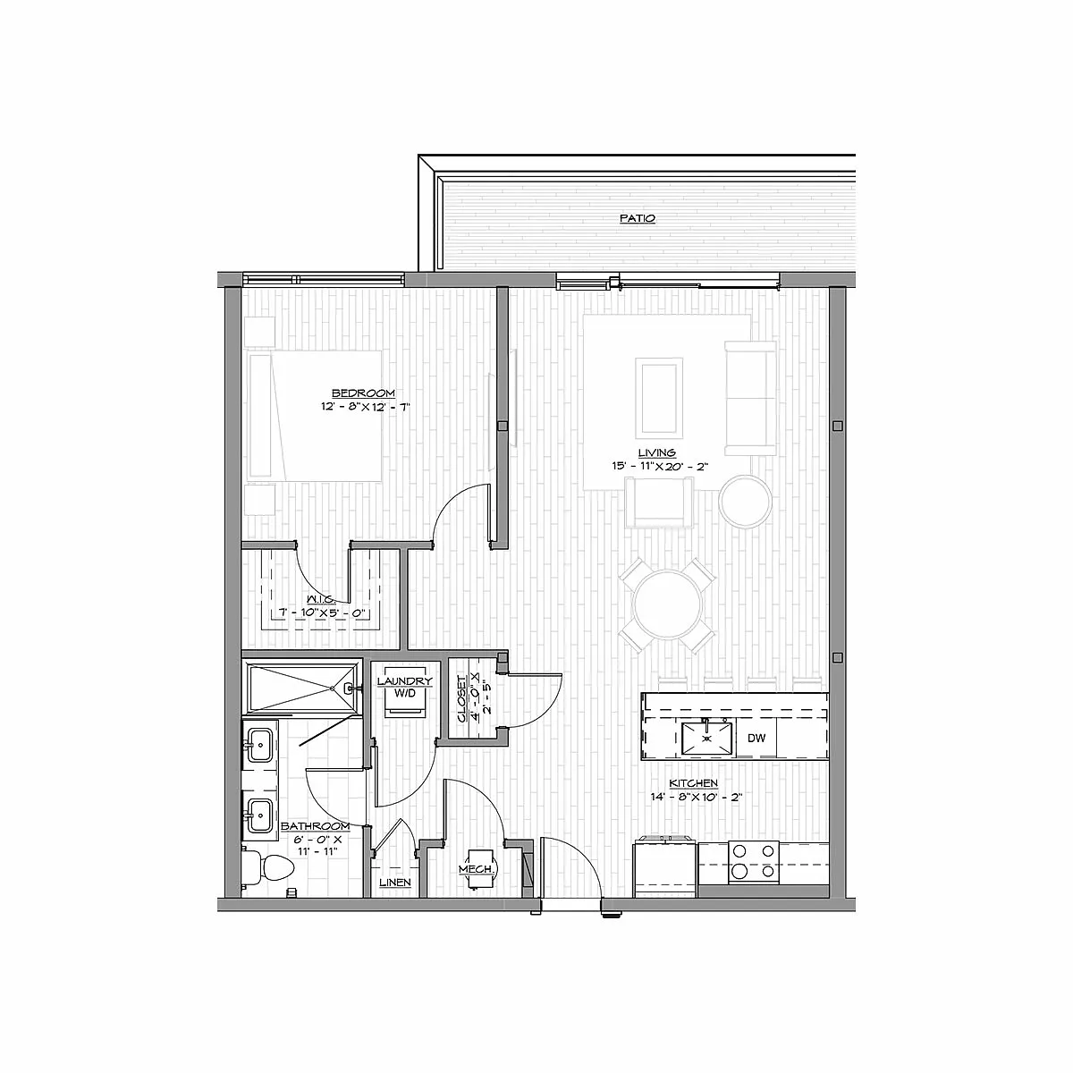 Floor plan 1 Bedroom, 1 Bathroom