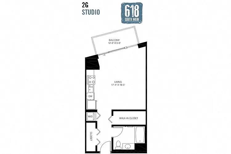 Floor plan Studio 1 Bath 543 sq. ft.