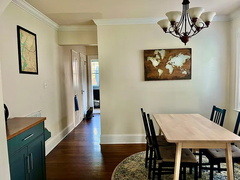 Dining room leading to kitchen