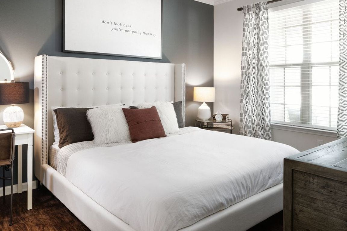 Bedroom with hard surface flooring