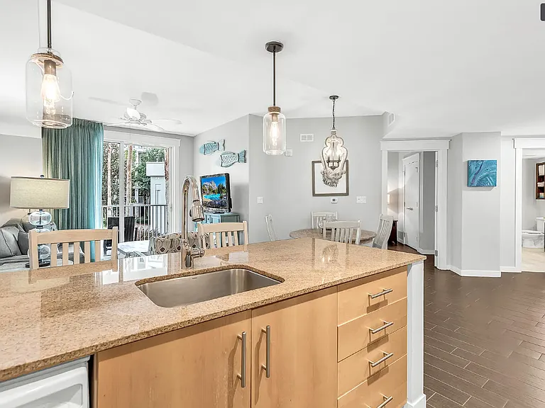 Kitchen Bar Open to Living Area