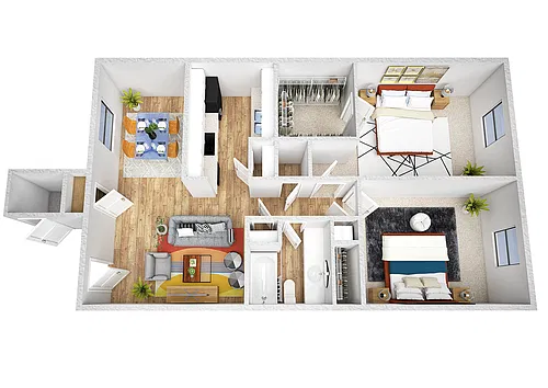 Floor plan 2 Bedroom 1 Bath