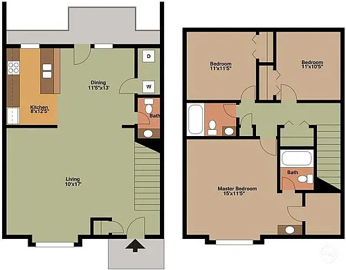 Floor plan 3 Bed 2.5 Bath TH