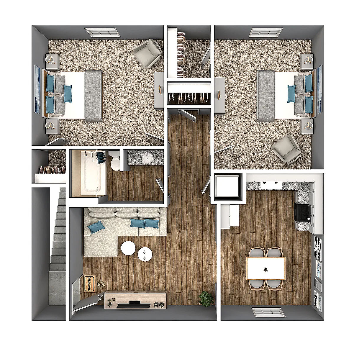 Floor plan 2 Bedroom 1 Bath