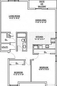 Floor plan Prospect Hills- 2 Bed 1 Bath