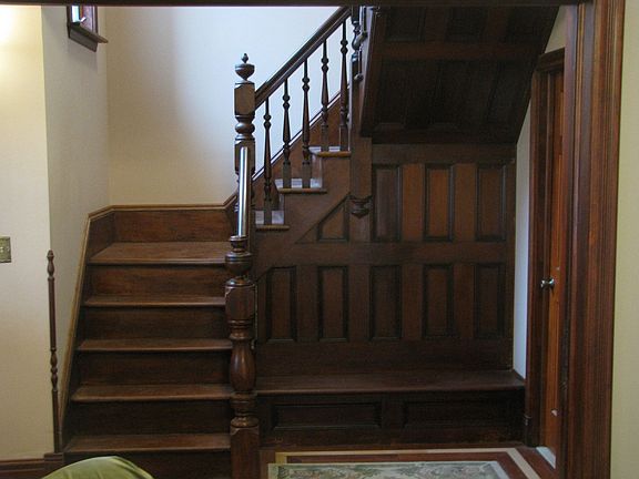 Original stairs w/ raised paneling