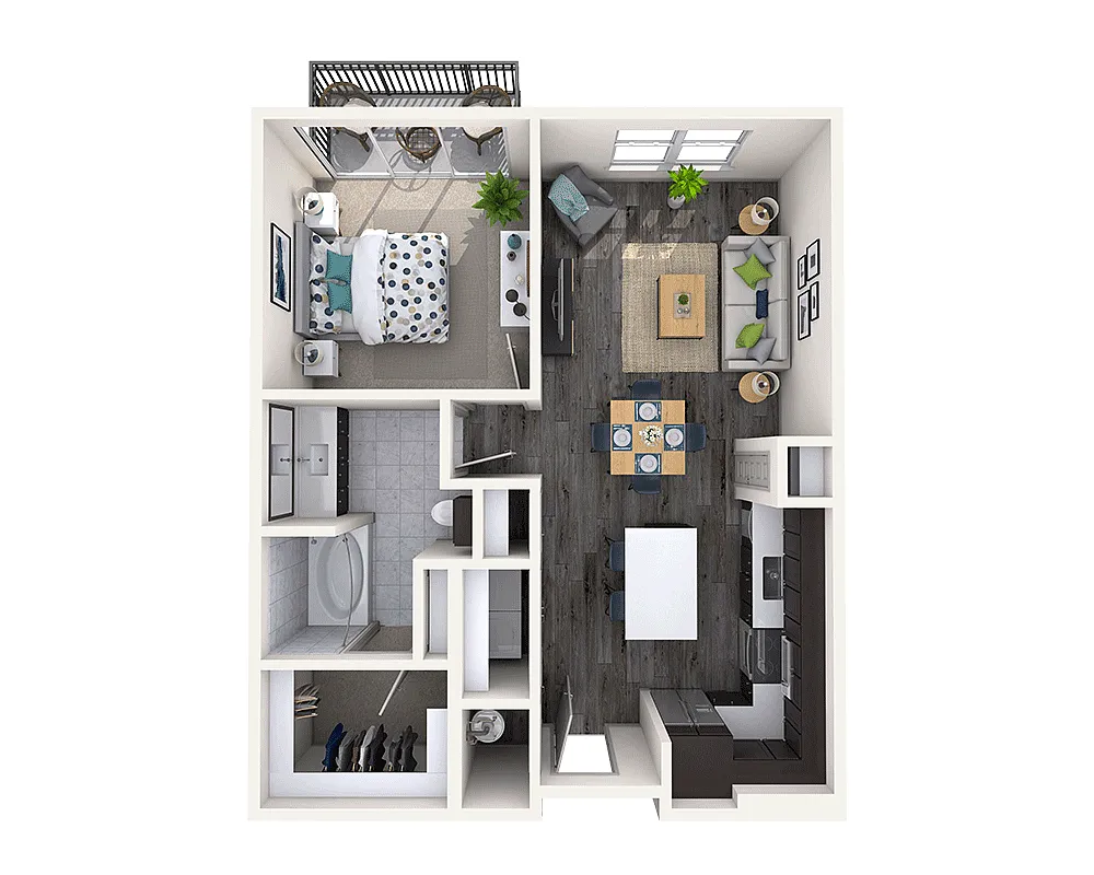Floor plan One Bedroom A1H