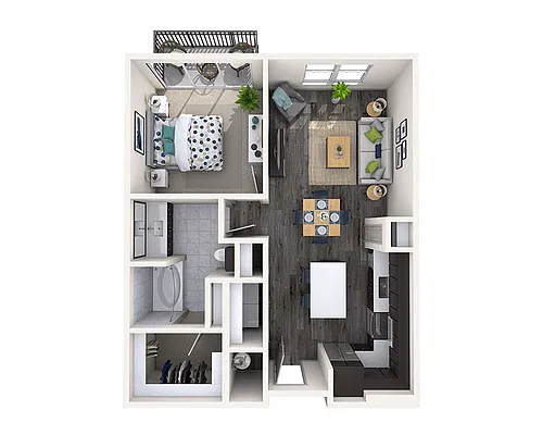 Floor plan One Bedroom A1H