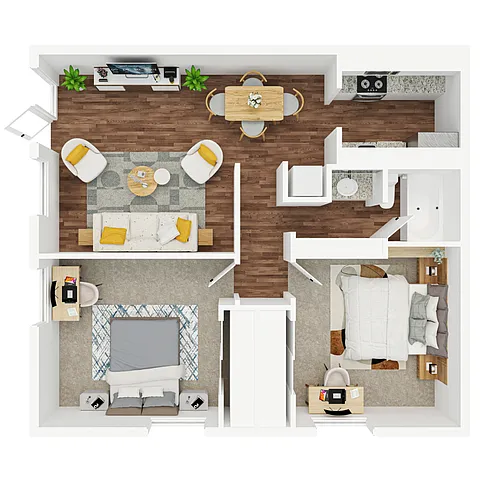 Floor plan 2BR/1BA - C