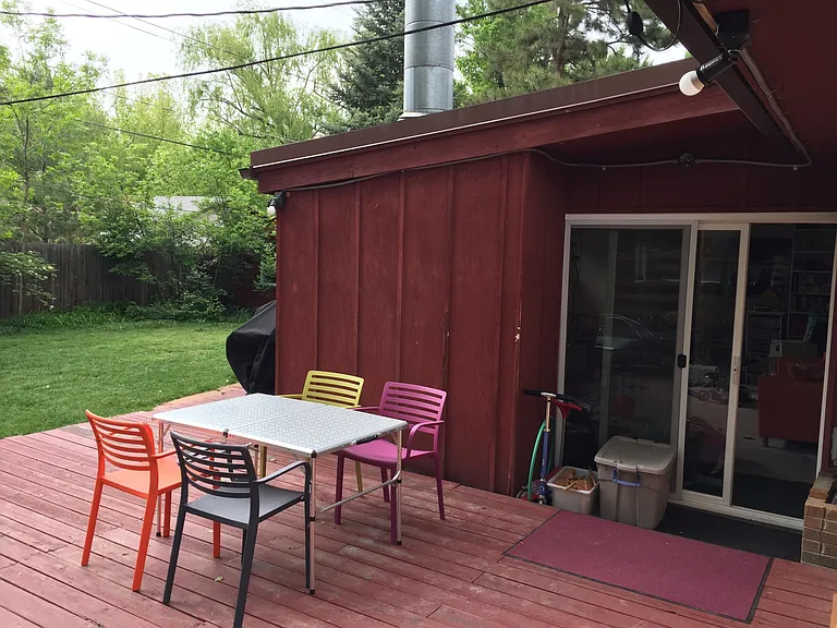 Deck in backyard
